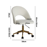 Oikiture Hollow Armless Home Office Chair Boucle White&Gold