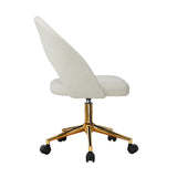 Oikiture Hollow Armless Home Office Chair Boucle White&Gold - Rear View
