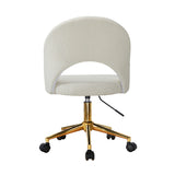 Oikiture Hollow Armless Home Office Chair Boucle White&Gold - Side View