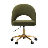 Oikiture High Back Hollow Armless Office Chair Boucle Green&Gold