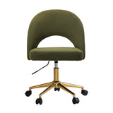 Oikiture High Back Hollow Armless Office Chair Boucle Green&Gold - 45-Degree Angle