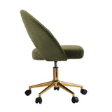 Oikiture High Back Hollow Armless Office Chair Boucle Green&Gold - Front View
