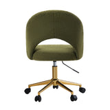 Oikiture High Back Hollow Armless Office Chair Boucle Green&Gold