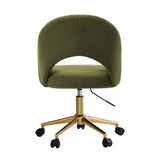 Oikiture High Back Hollow Armless Office Chair Boucle Green&Gold - Extra Image