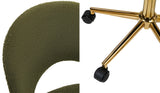 Oikiture High Back Hollow Armless Office Chair Boucle Green&Gold