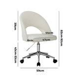 Oikiture Hollow Armless Home Office Chair Boucle White&Silver - Close-Up Angle