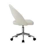 Oikiture Hollow Armless Home Office Chair Boucle White&Silver - 45-Degree Angle