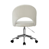 Oikiture Hollow Armless Home Office Chair Boucle White&Silver - Top-Down View