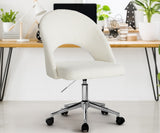 Oikiture Hollow Armless Home Office Chair Boucle White&Silver