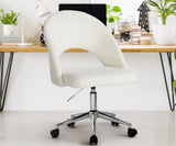 Oikiture Hollow Armless Home Office Chair Boucle White&Silver - Low Angle