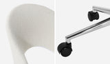 Oikiture Hollow Armless Home Office Chair Boucle White&Silver - Front View