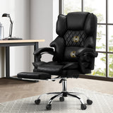Oikiture Massage Office Chair PU Footrest Black