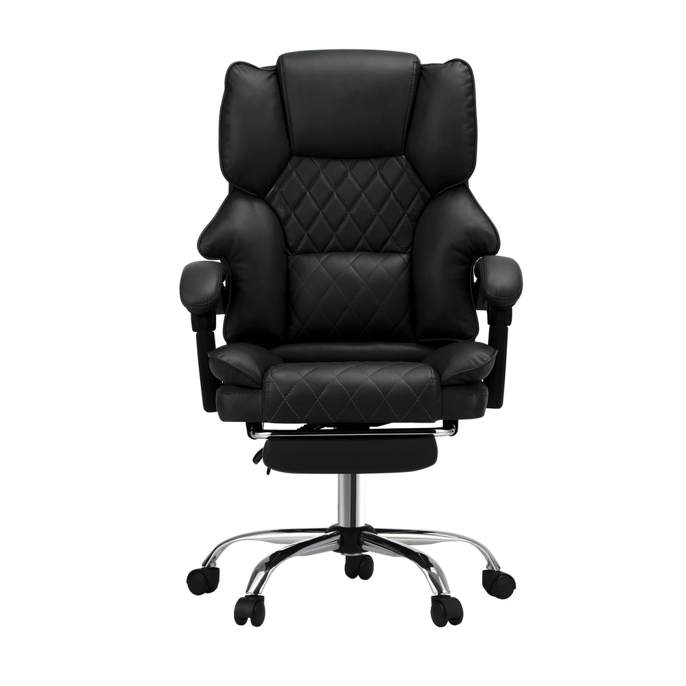 Oikiture Massage Office Chair PU Footrest Black