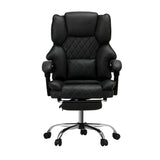 Oikiture Massage Office Chair PU Footrest Black - Side View