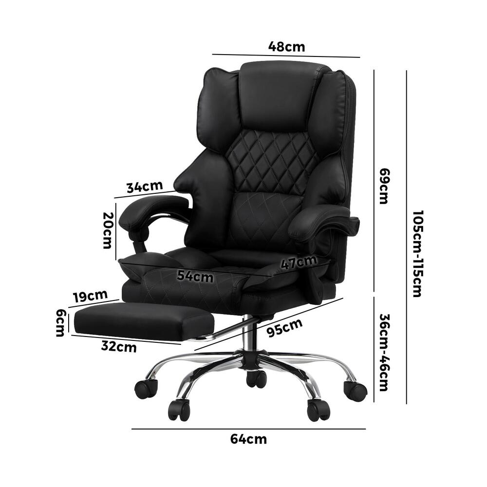 Oikiture Massage Office Chair PU Footrest Black
