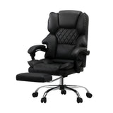 Oikiture Massage Office Chair PU Footrest Black