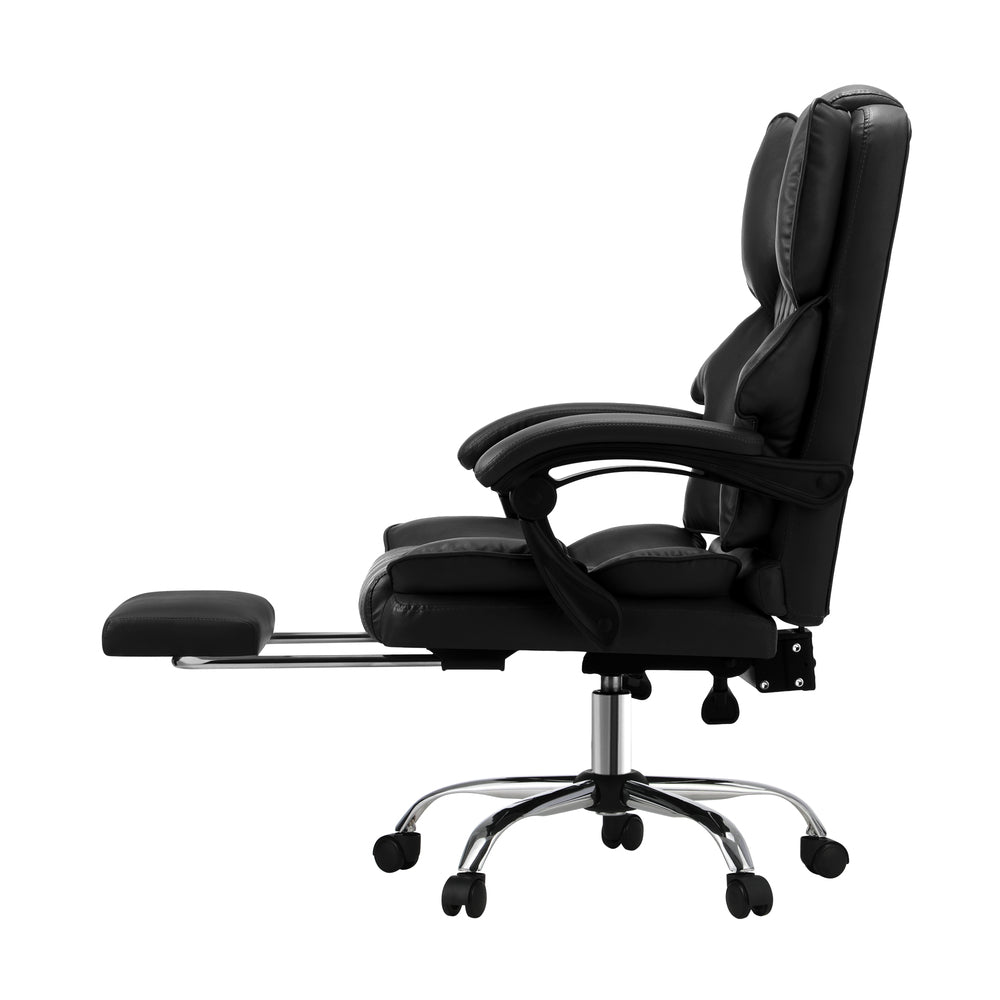 Oikiture Massage Office Chair PU Footrest Black