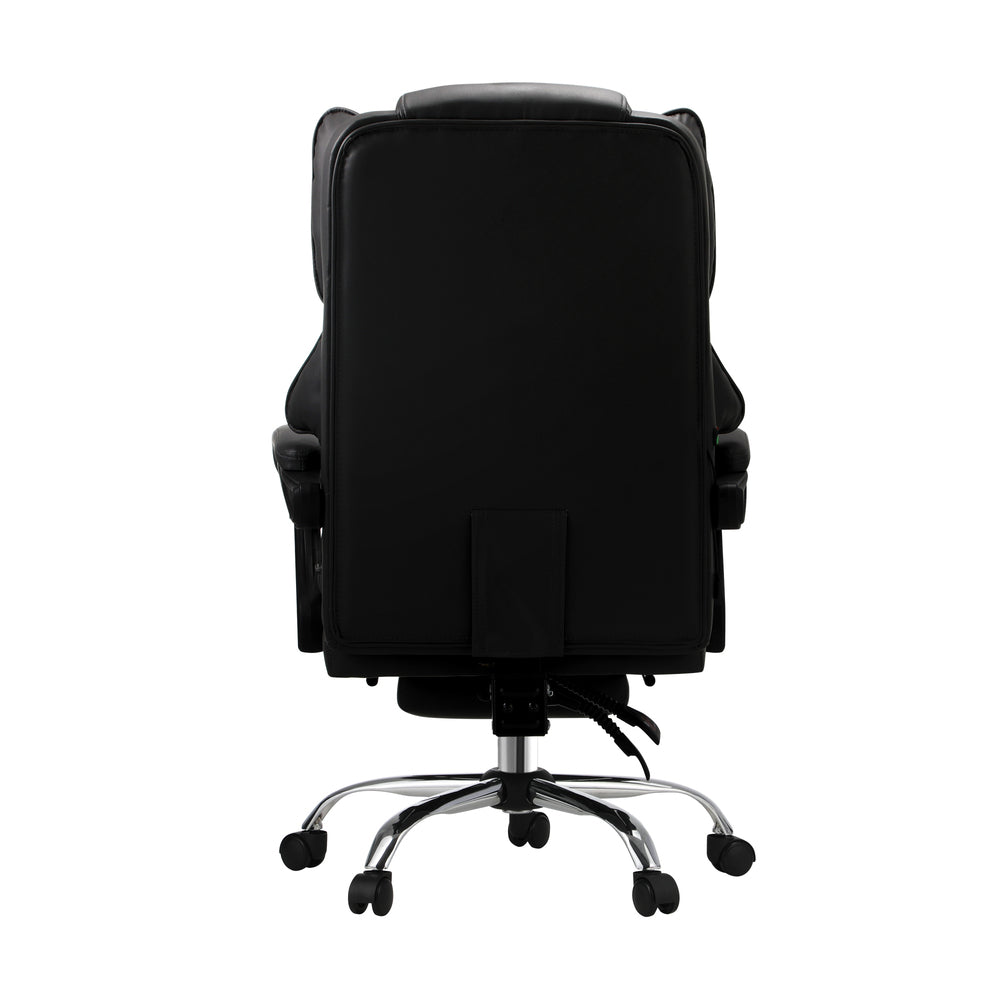 Oikiture Massage Office Chair PU Footrest Black