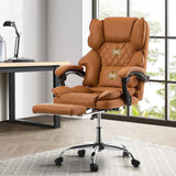 Oikiture Gaming Office Chair Massage PU Leather Adjustable Brown - 45-Degree Angle