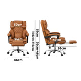 Oikiture Gaming Office Chair Massage PU Leather Adjustable Brown - Rear View