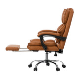 Oikiture Gaming Office Chair Massage PU Leather Adjustable Brown