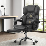 Oikiture Massage Office Chair PU Footrest Grey