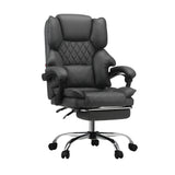 Oikiture Massage Office Chair PU Footrest Grey