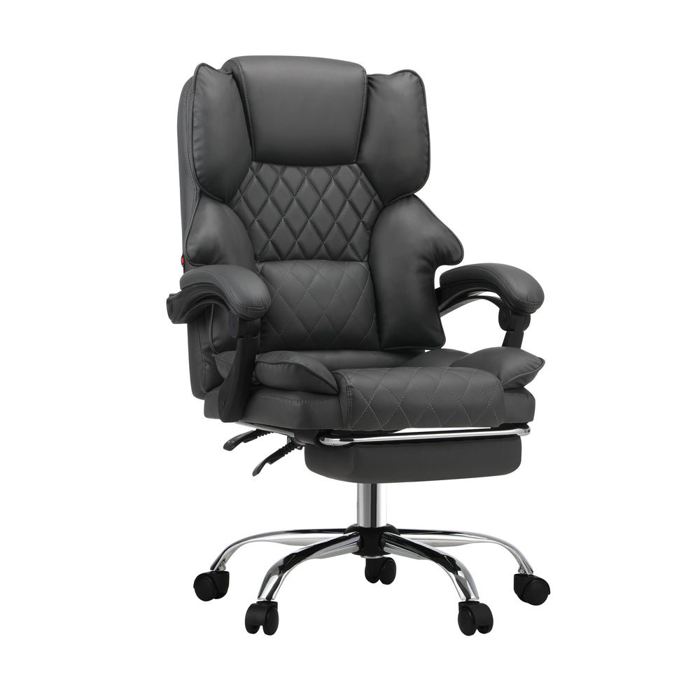 Oikiture Massage Office Chair PU Footrest Grey