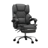 Oikiture Massage Office Chair PU Footrest Grey