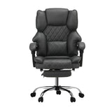 Oikiture Massage Office Chair PU Footrest Grey