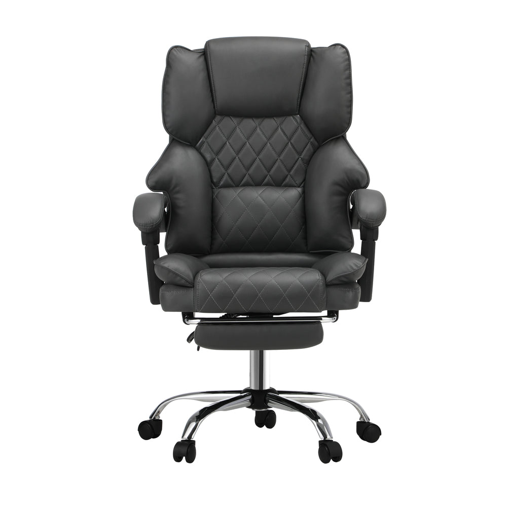 Oikiture Massage Office Chair PU Footrest Grey