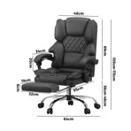 Oikiture Massage Office Chair PU Footrest Grey, image 4