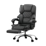 Oikiture Massage Office Chair PU Footrest Grey