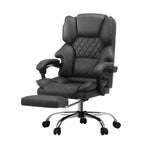 Oikiture Massage Office Chair PU Footrest Grey, image 6