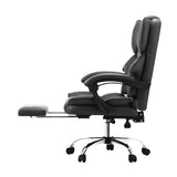 Oikiture Massage Office Chair PU Footrest Grey - Front View