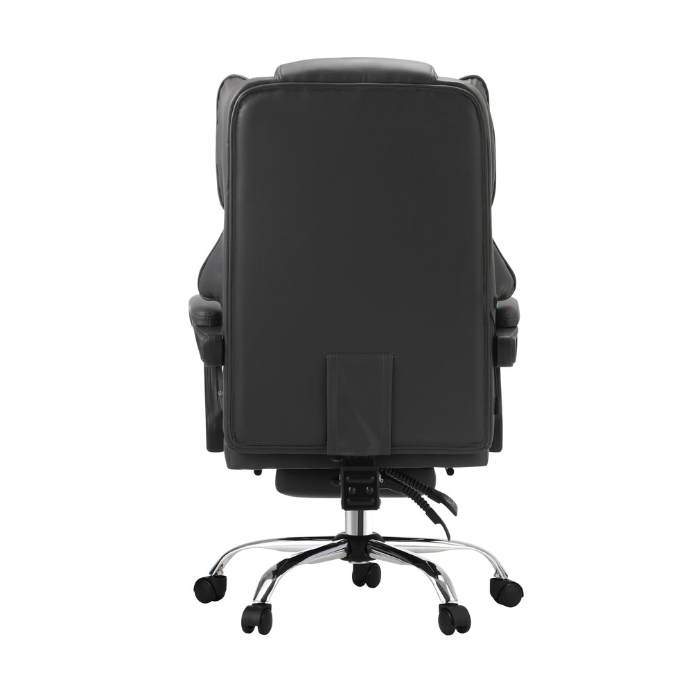 Oikiture Massage Office Chair PU Footrest Grey