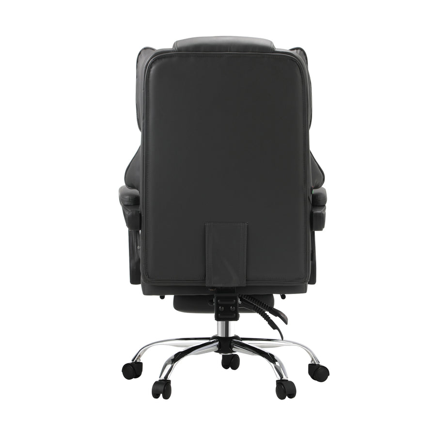 Oikiture Massage Office Chair PU Footrest Grey, image 3