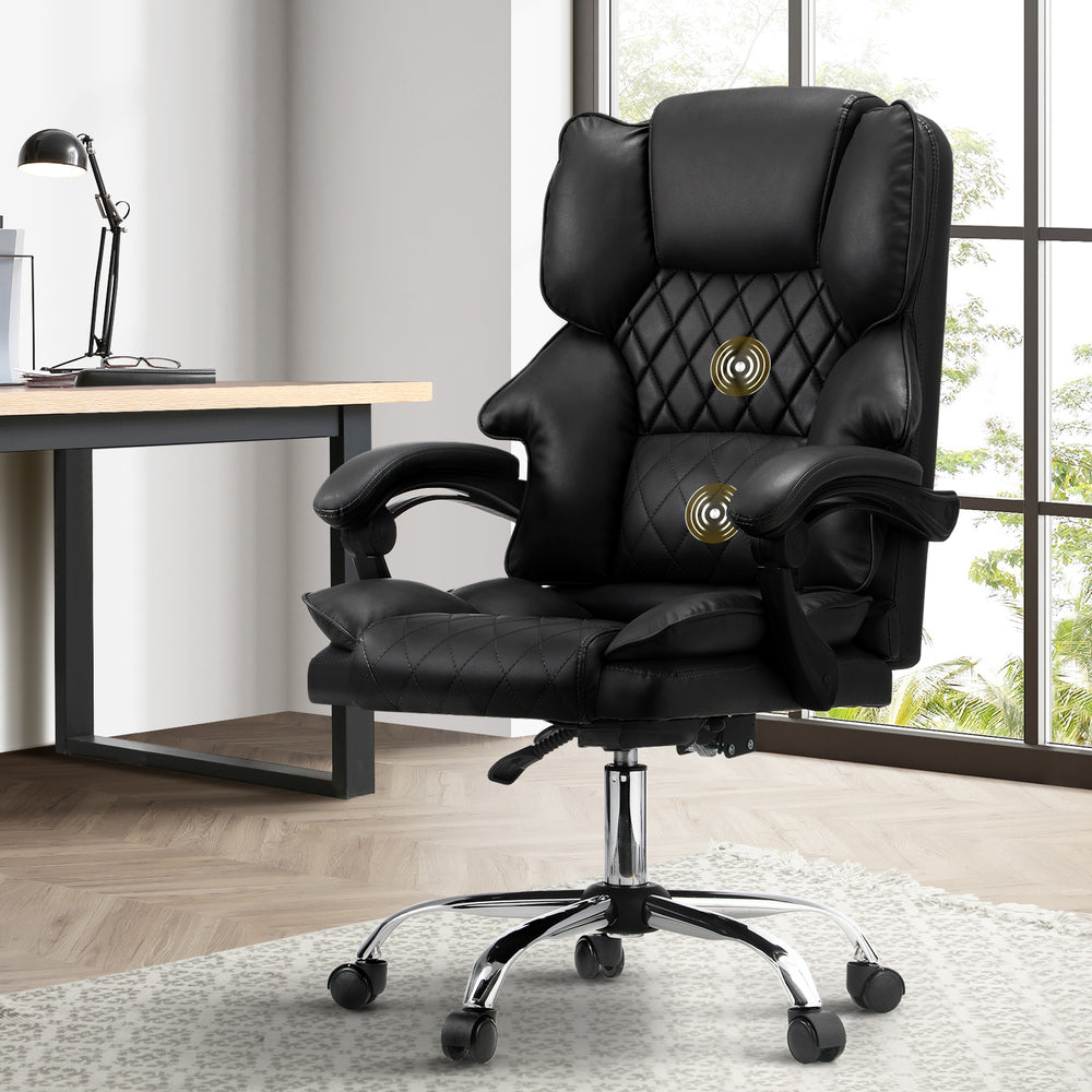 Oikiture Massage Office Chair PU Leather Black