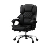 Oikiture Massage Office Chair PU Leather Black - Close-Up Angle