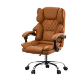 Oikiture Massage Office Chair Premium PU Leather Gaming Seat Brown