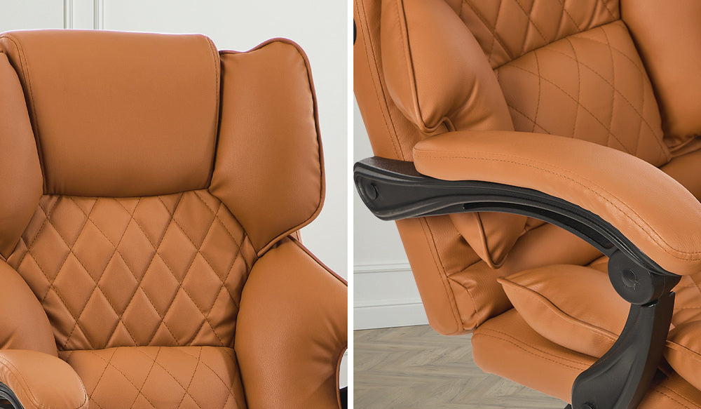Oikiture Massage Office Chair Premium PU Leather Gaming Seat Brown