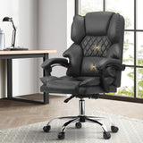 Oikiture Massage Office Chair PU Leather Seat Grey - Close-Up Angle