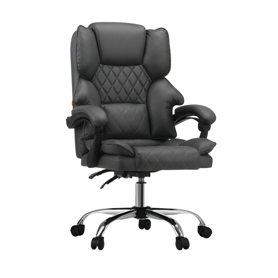 Oikiture Massage Office Chair PU Leather Seat Grey