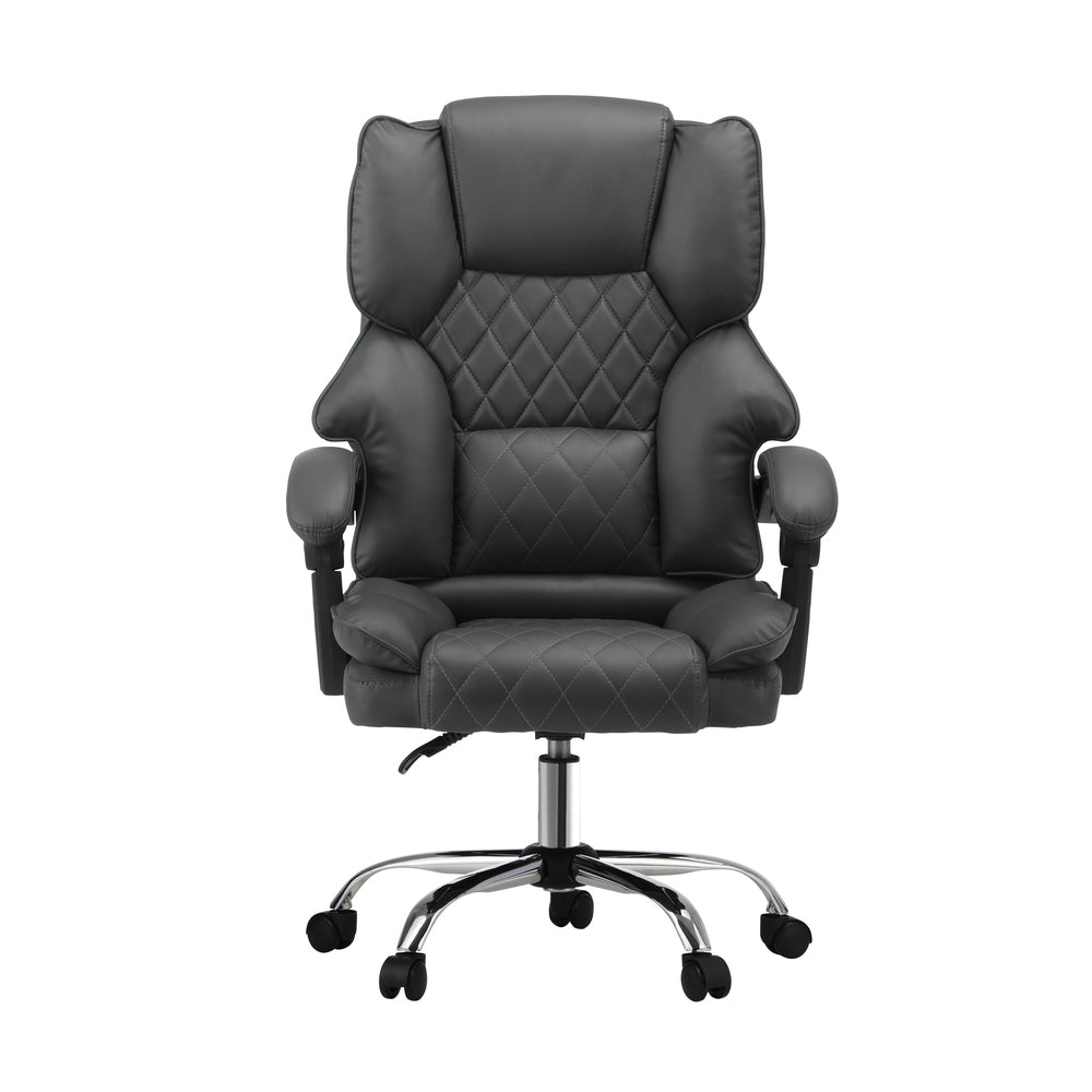 Oikiture Massage Office Chair PU Leather Seat Grey