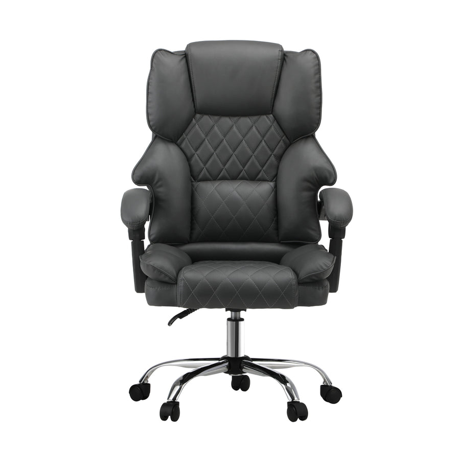 Oikiture Massage Office Chair PU Leather Seat Grey, image 3