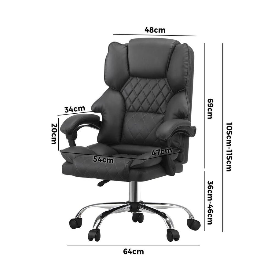 Oikiture Massage Office Chair PU Leather Seat Grey, image 5