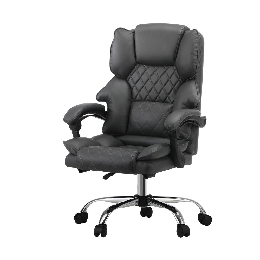 Oikiture Massage Office Chair PU Leather Seat Grey