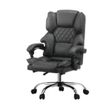 Oikiture Massage Office Chair PU Leather Seat Grey - Front View