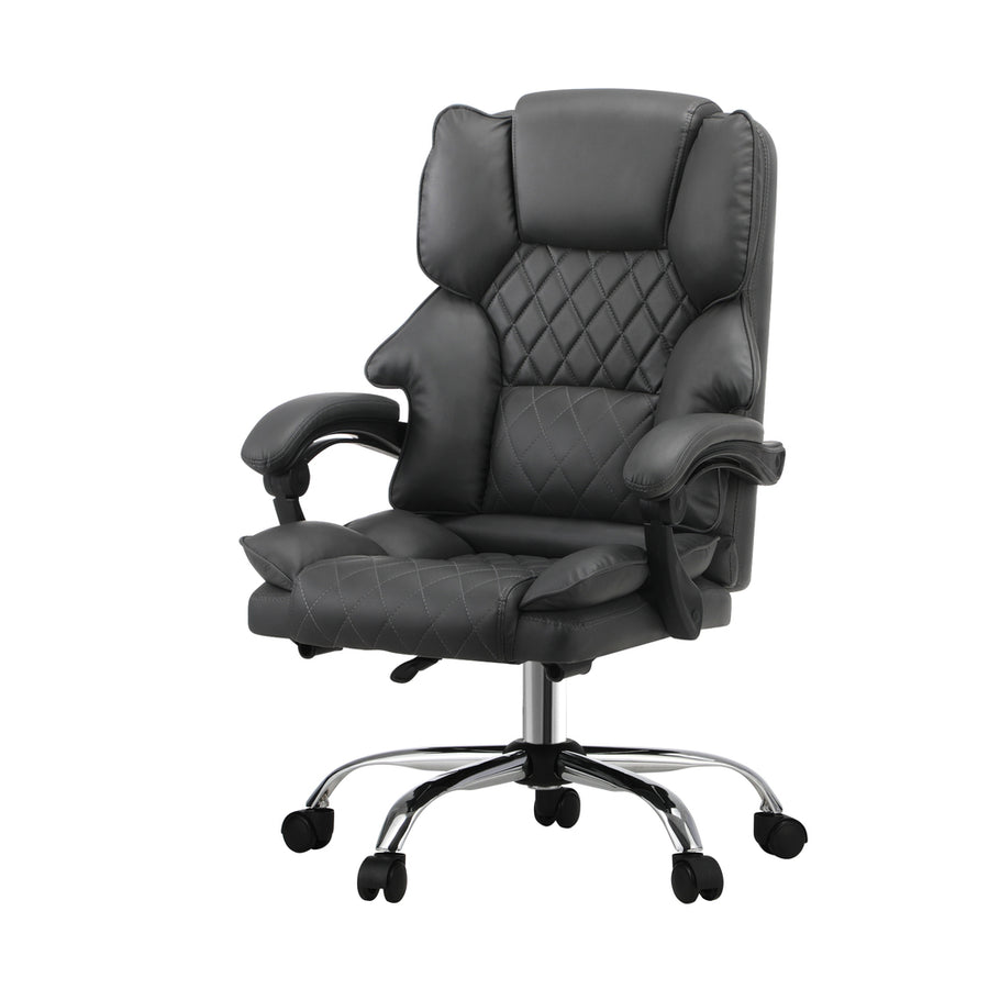 Oikiture Massage Office Chair PU Leather Seat Grey, image 2