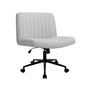 Oikiture Mid Back Office Chair Wide Seat with Wheels Linen Grey